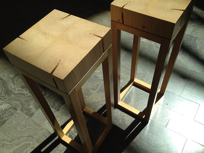 Two wooden stools.
