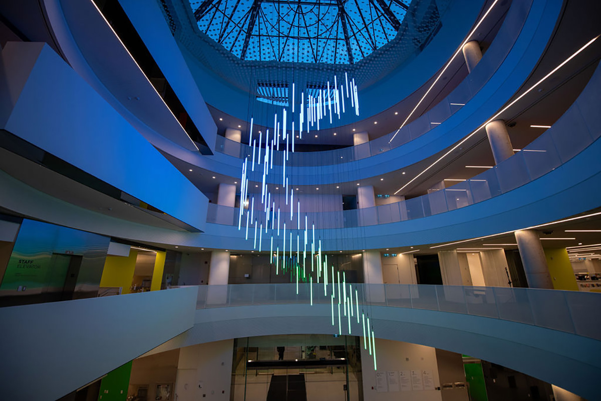 The Lightfall art installation at Hazel McCallion Central Library