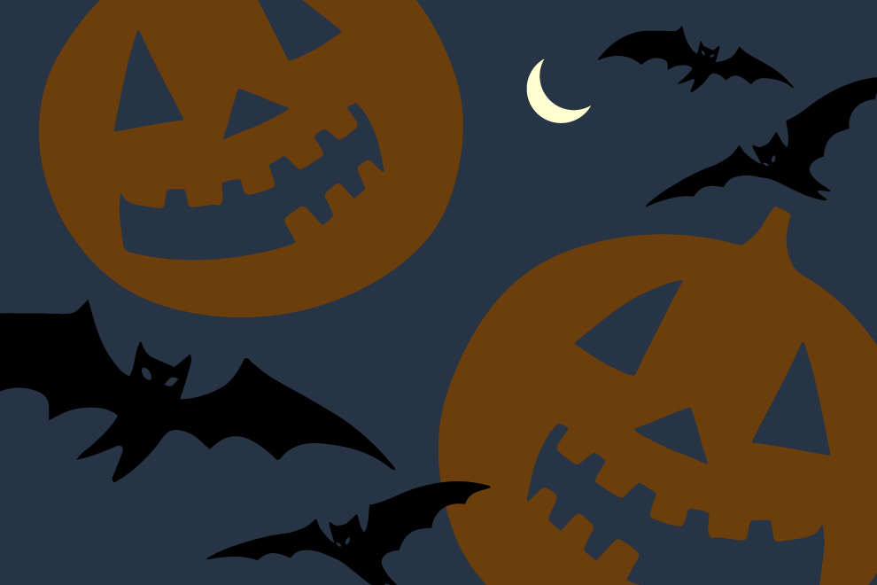 jack o'lanterns and bats