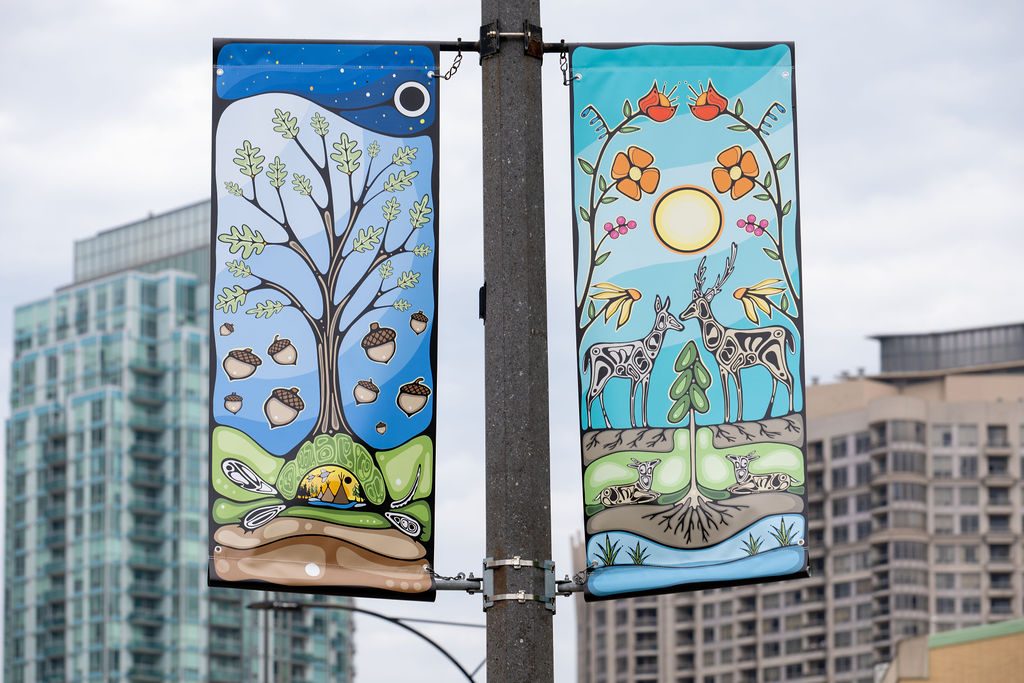 two banners on light pole