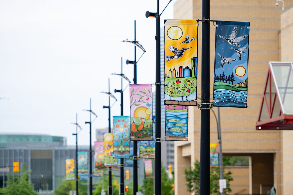 banners on light poles along roadway