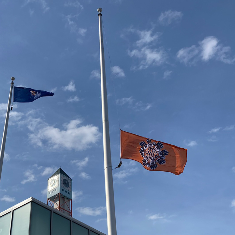 Every Child Matters flag half-masting
