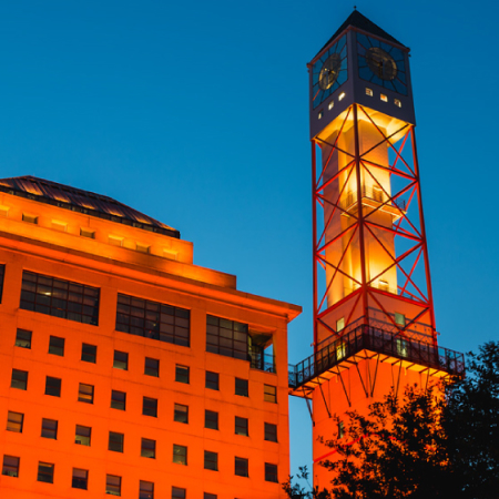 Lighting the clock tower