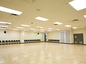 Interior of empty group fitness room