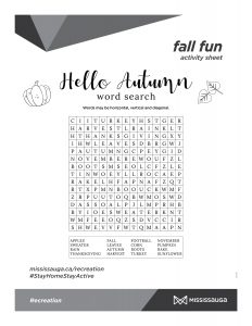 Word search activity page