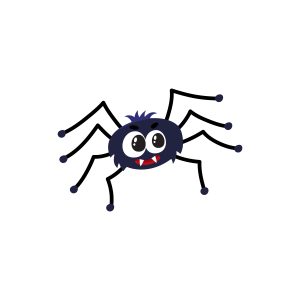 Cute, funny black spider, traditional Halloween symbol, cartoon 