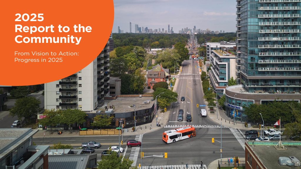 MiWay bus taking a left turn. 