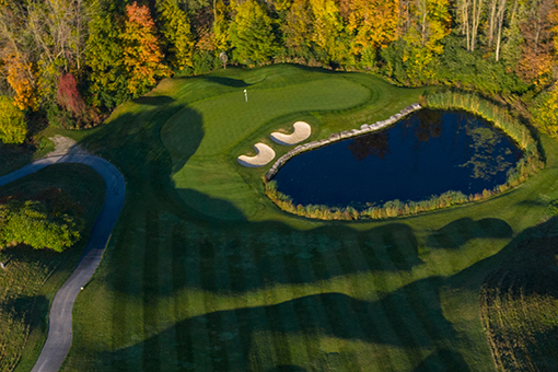 Aerial view of hole 7 at BraeBen Golf Course.
